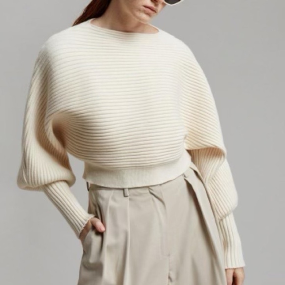 Anthropologie White Crop Sweater